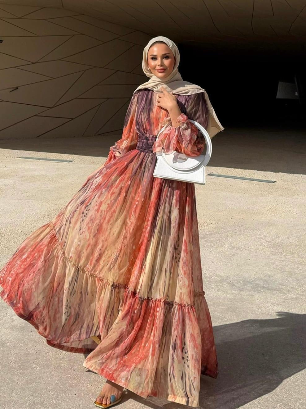 Ruffle Maxi Dress- Earthy