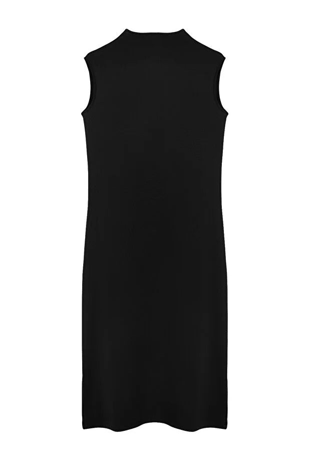 Black High-Neck Sleeveless Scuba Knit Maxi Inner Dress