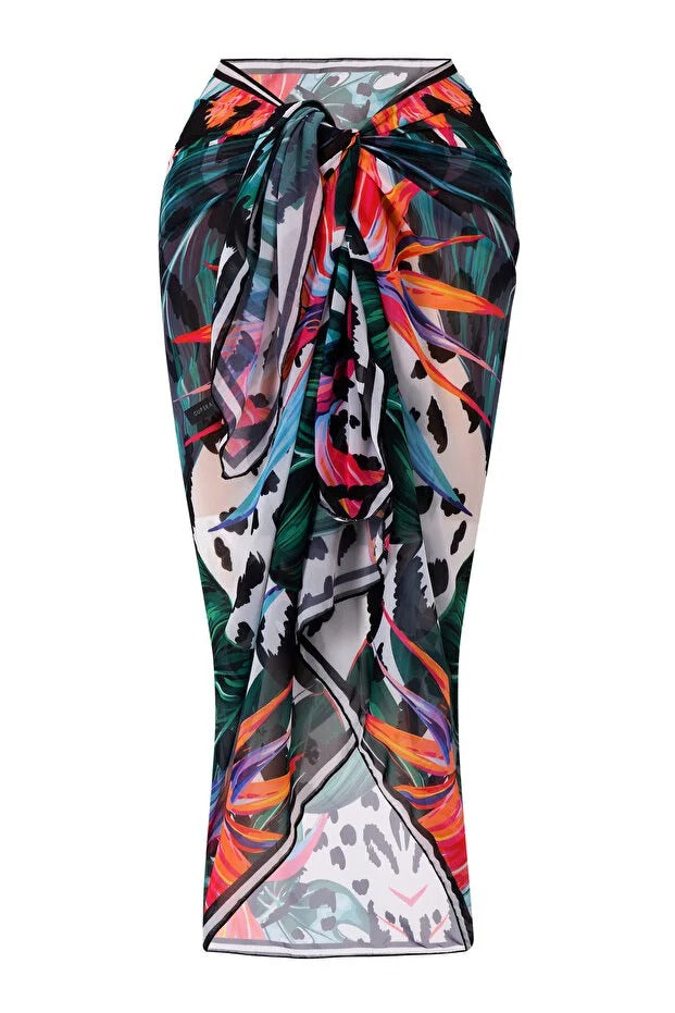 Lana 3-Piece Modest Swimsuit Set - Long Sleeve Burkini with Pareo -Star