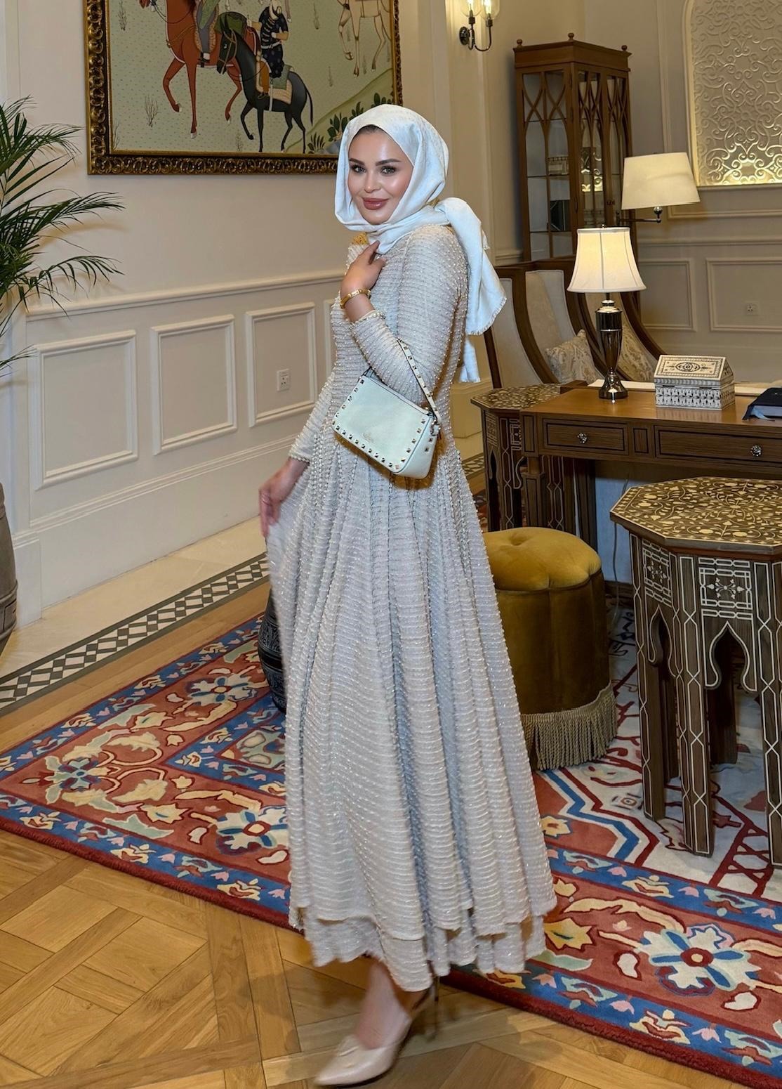 Asos Cream Shimmer Textured Tiered Maxi Dress with Smocked Bodice