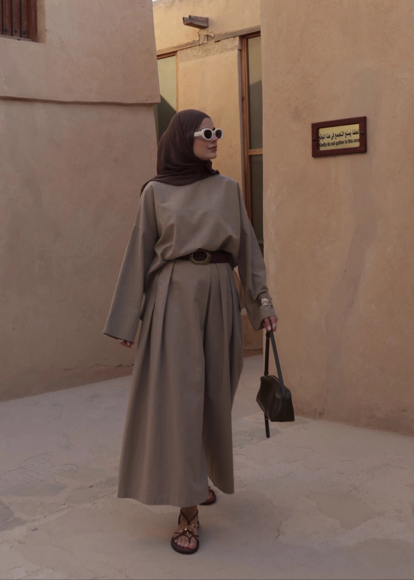 Linen Chino Fit Two-Piece Set -Mink