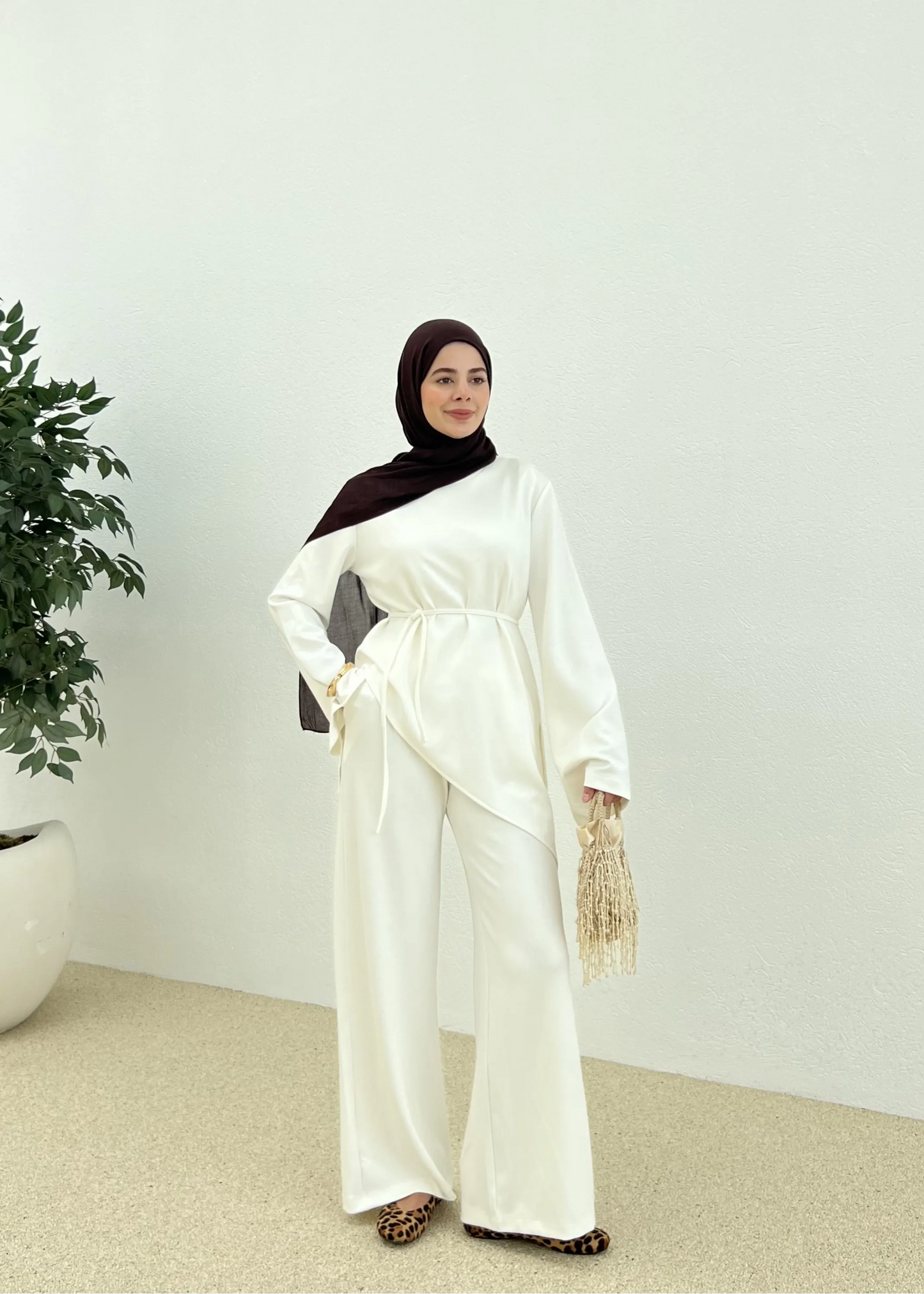 Two-Piece Modal Outfit with Asymmetrical Cut