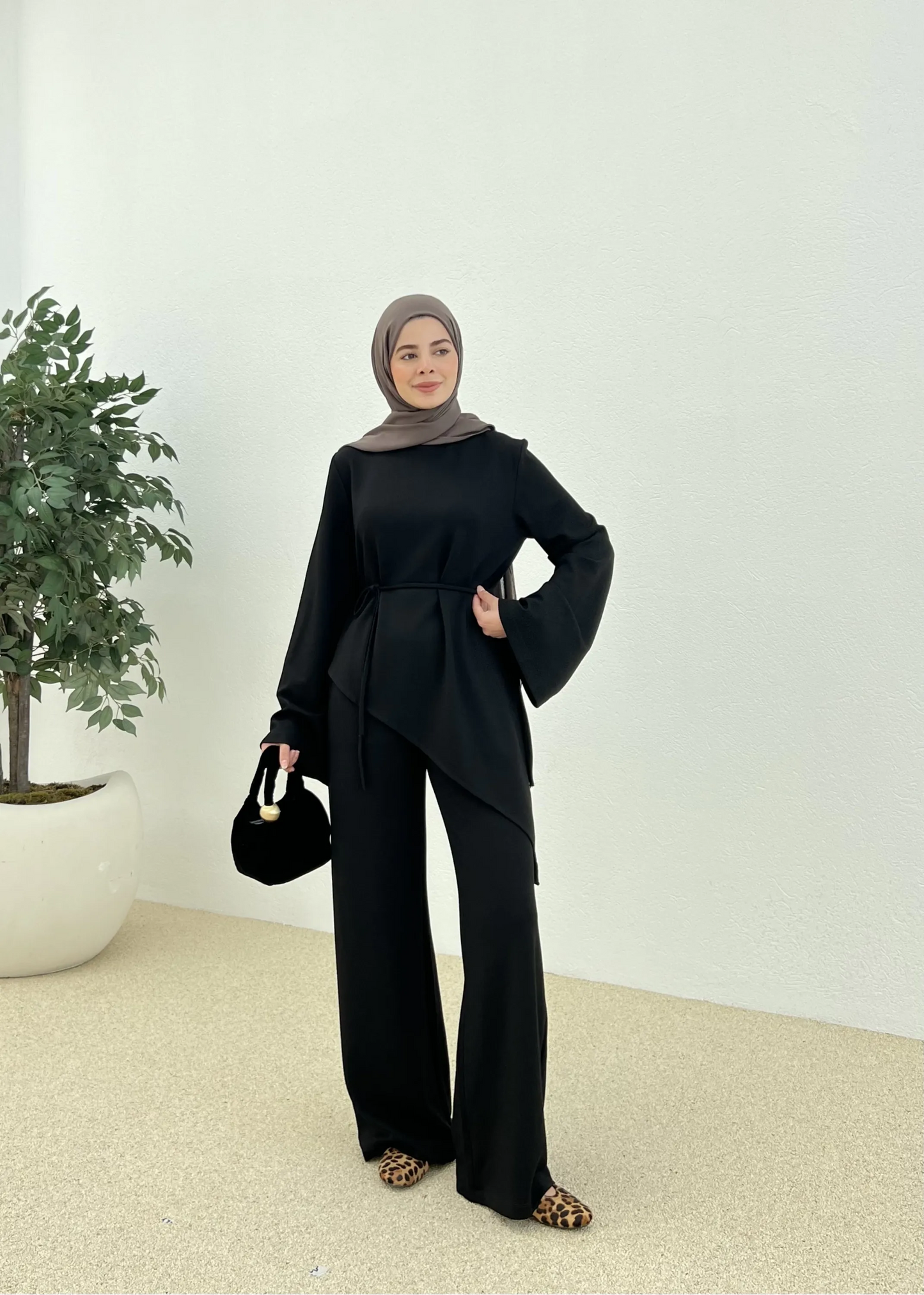 Two-Piece Modal Outfit with Asymmetrical Cut