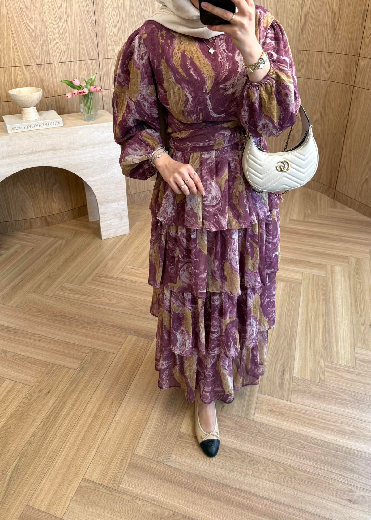 Ella Chiffon Dress – Burgundy