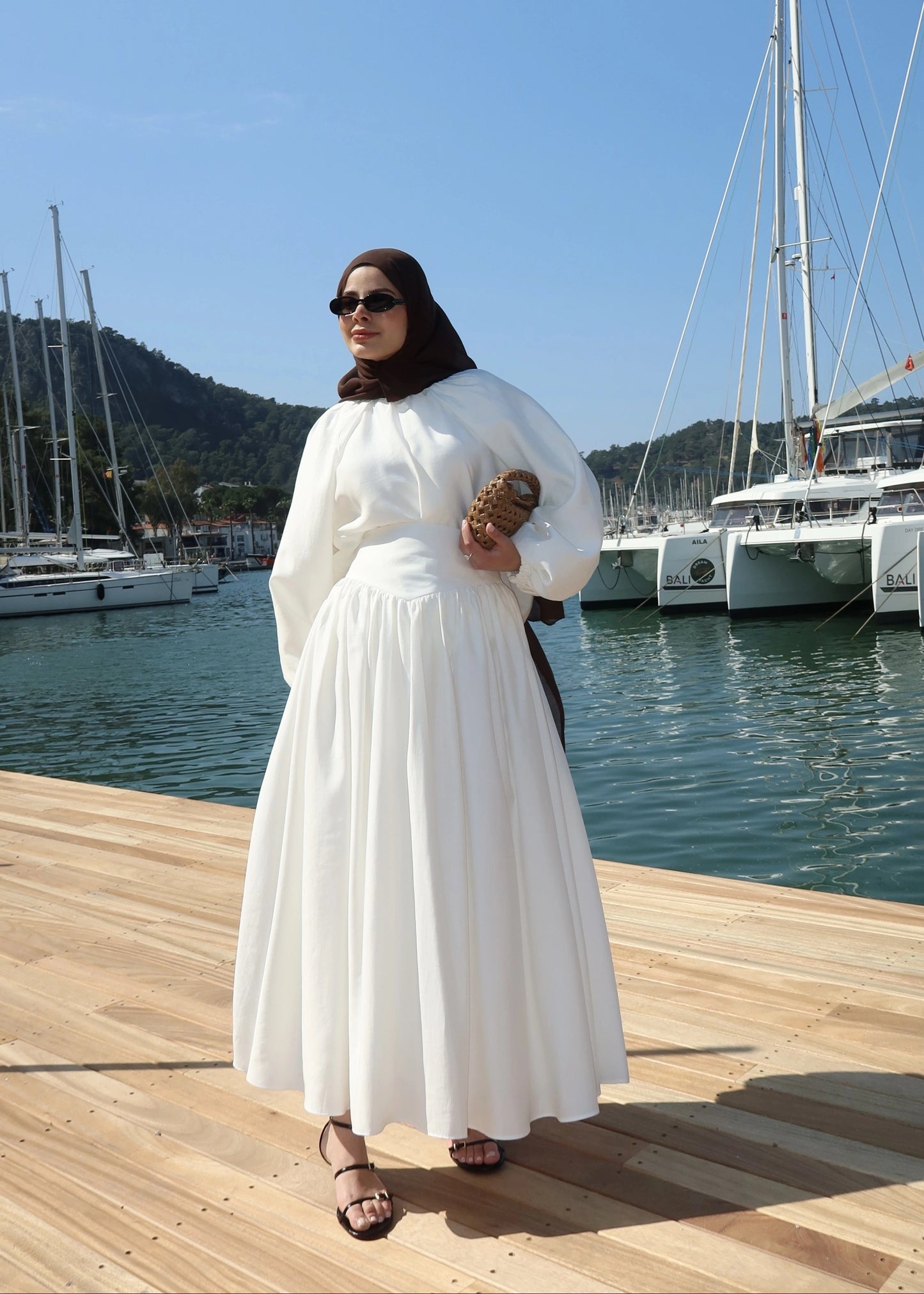 White Corset Waist Tunic & Trousers Set