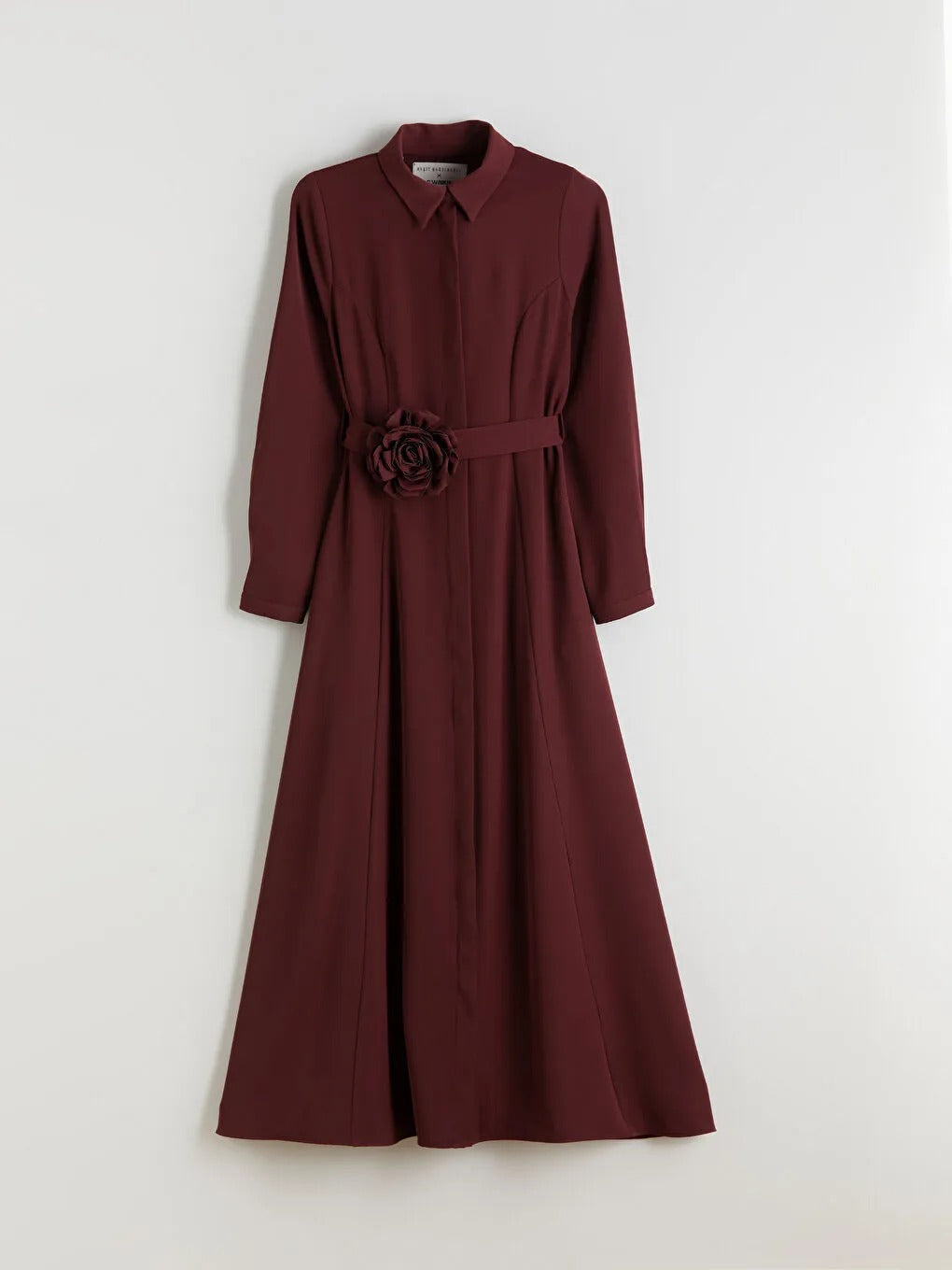 Limited Collection Burgundy Belted Crepe Shirt Dress