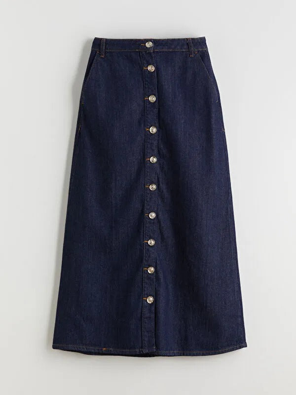 Indigo Standard Fit A-Line Jean Skirt