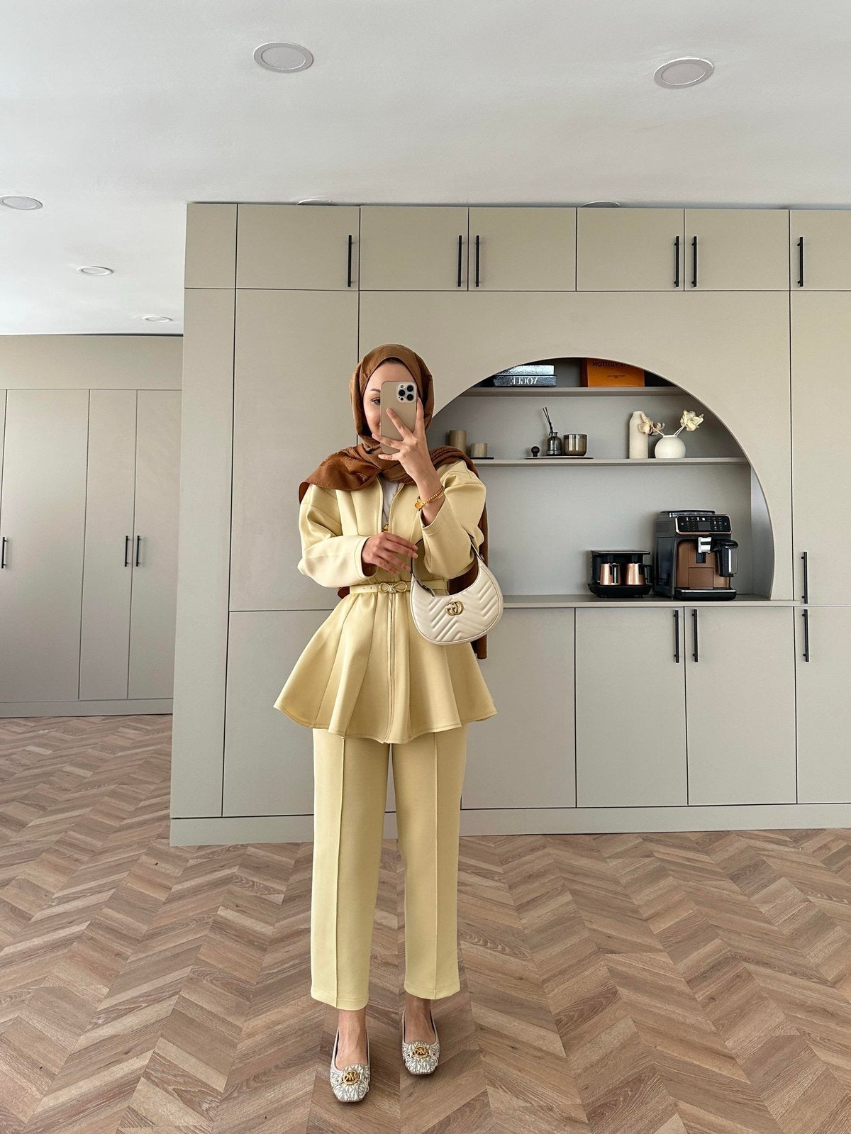 Premium Scuba Fabric Two-Piece Set -Butter Yellow