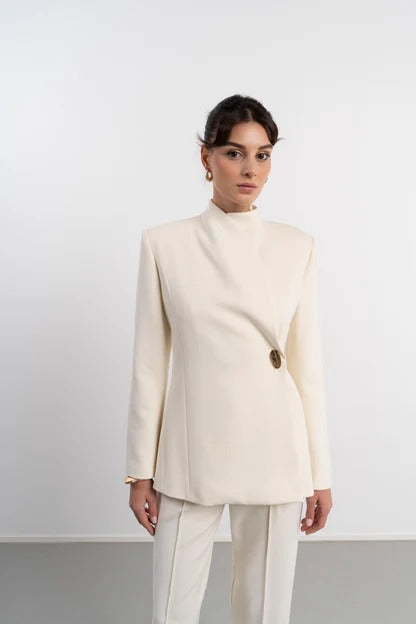 Gold-Accent Premium Collar Jacket – Gold