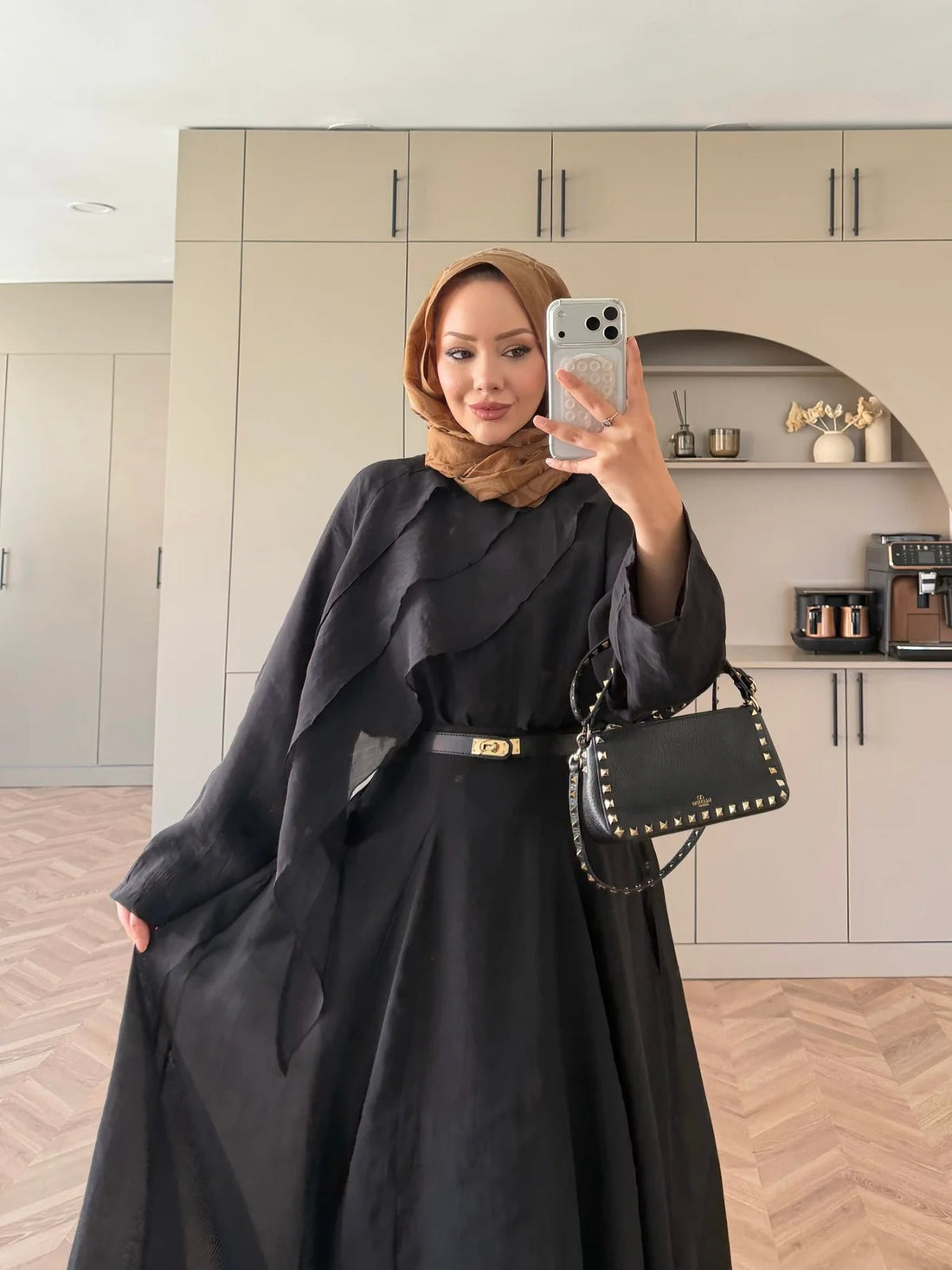Ruffle Hem Skirt Set in Black