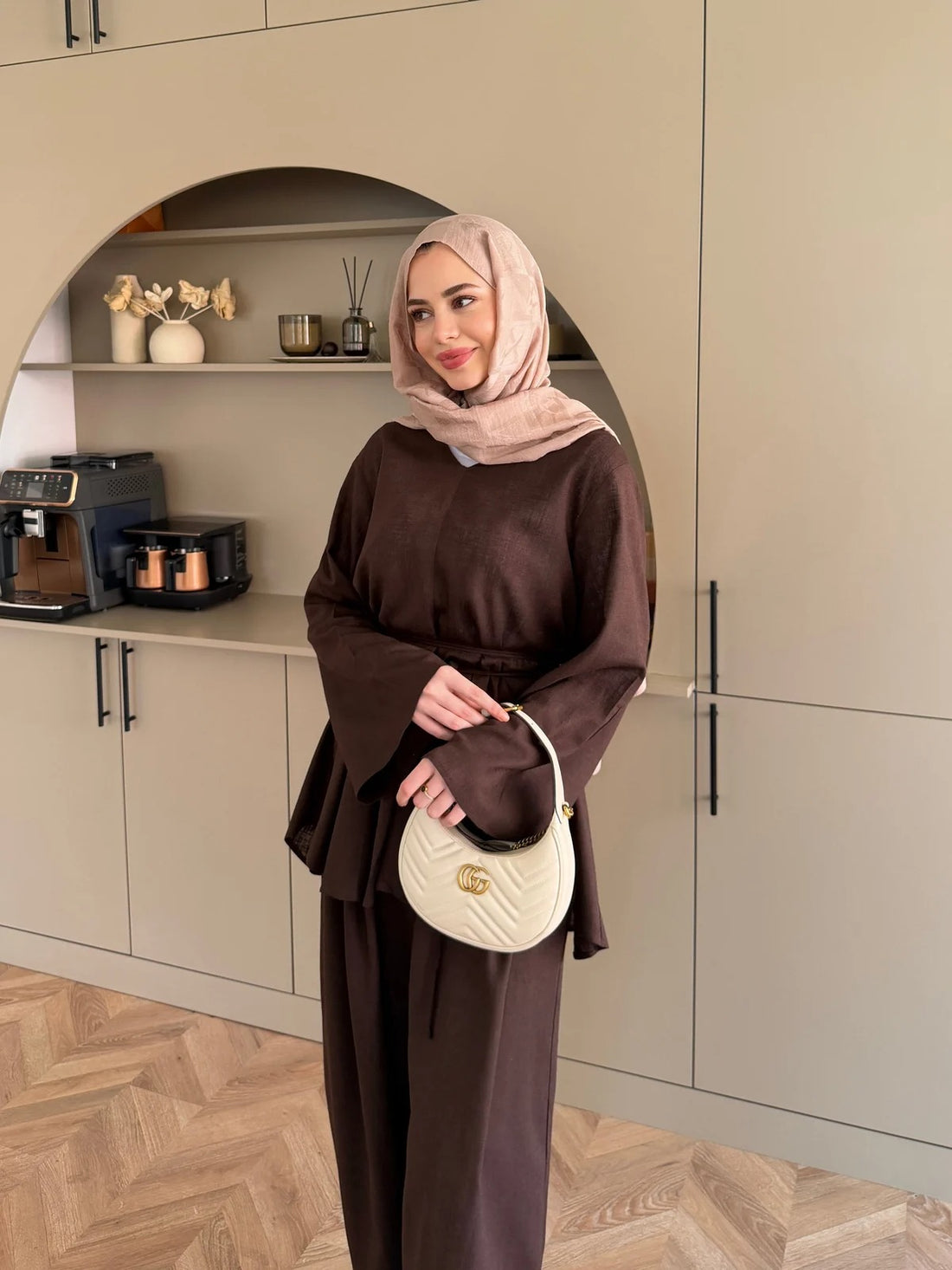 Judy Linen Trouser Set - Two-Piece Co-ord - Brown