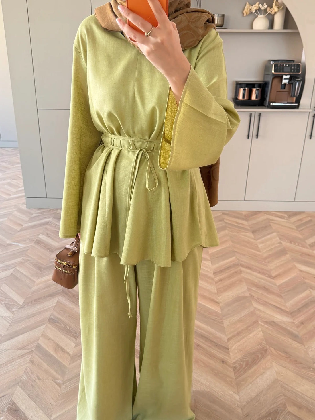 Judy Linen Trouser Set - Two-Piece Co-ord - Light Lime