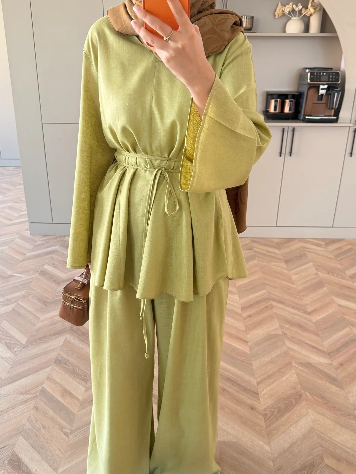 Judy Linen Trouser Set - Two-Piece Co-ord - Light Lime