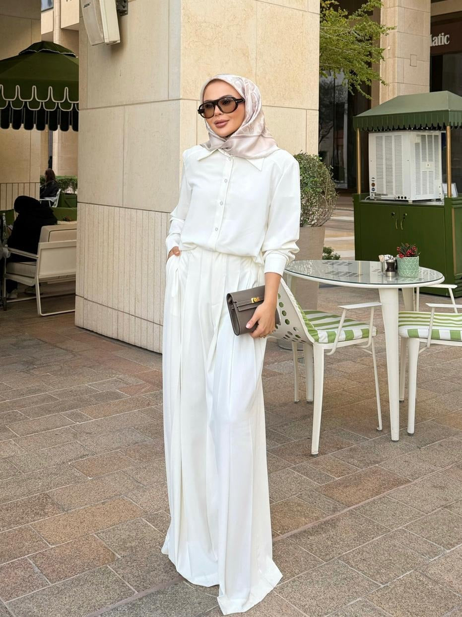 Daphne Pleated Pants Set – Ecrou