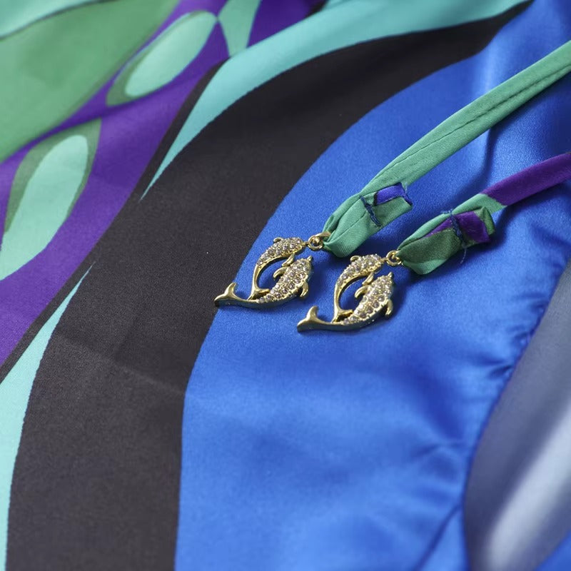 Casual Vacation Long Puff Sleeve V-neck Beach Dresses