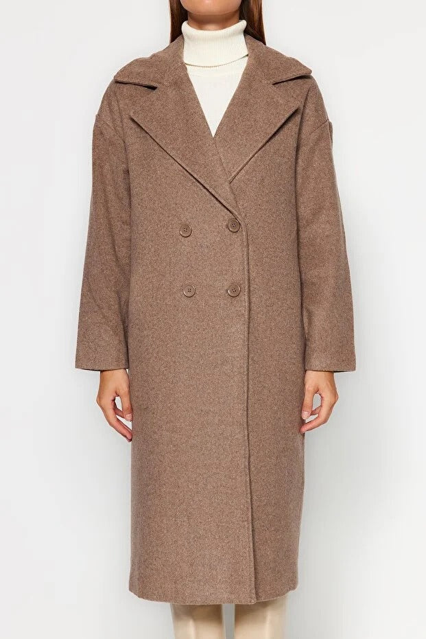 Mink Oversized Wide-Cut Long Wool-Blend Overcoat