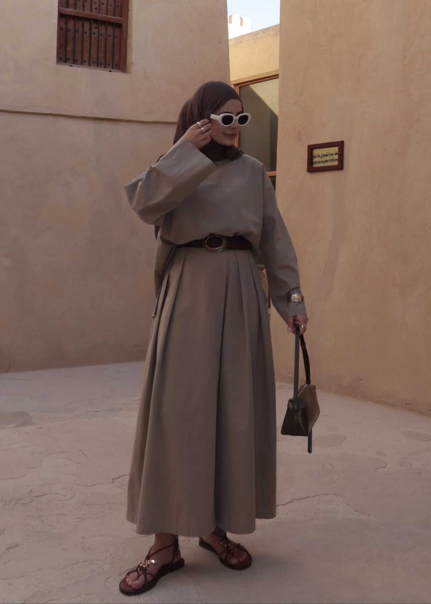 Linen Chino Fit Two-Piece Set -Mink