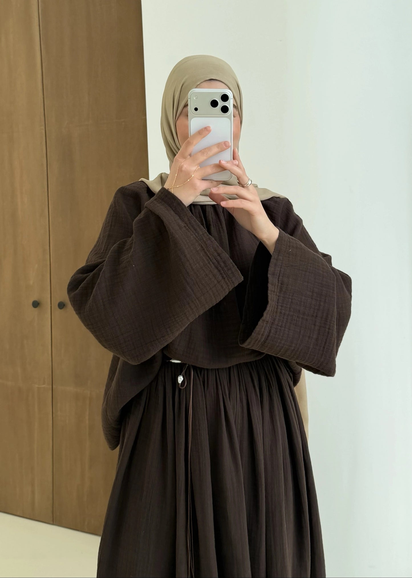 Coffee Brown Muslin Two-Piece Set