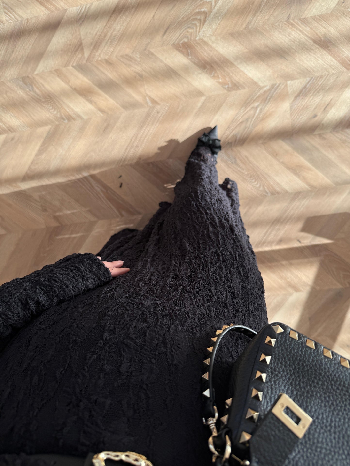 Black Lace Dress with Removable Belt