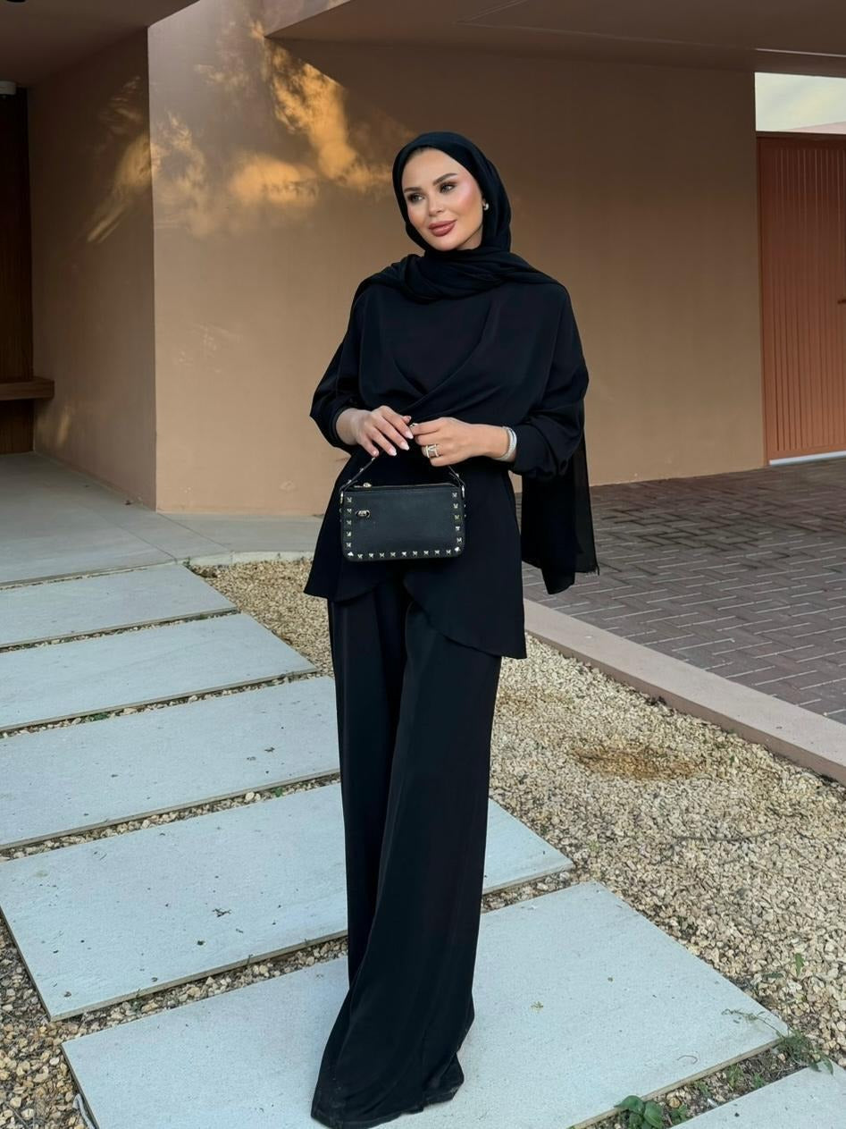 Flower Pants Set – Black