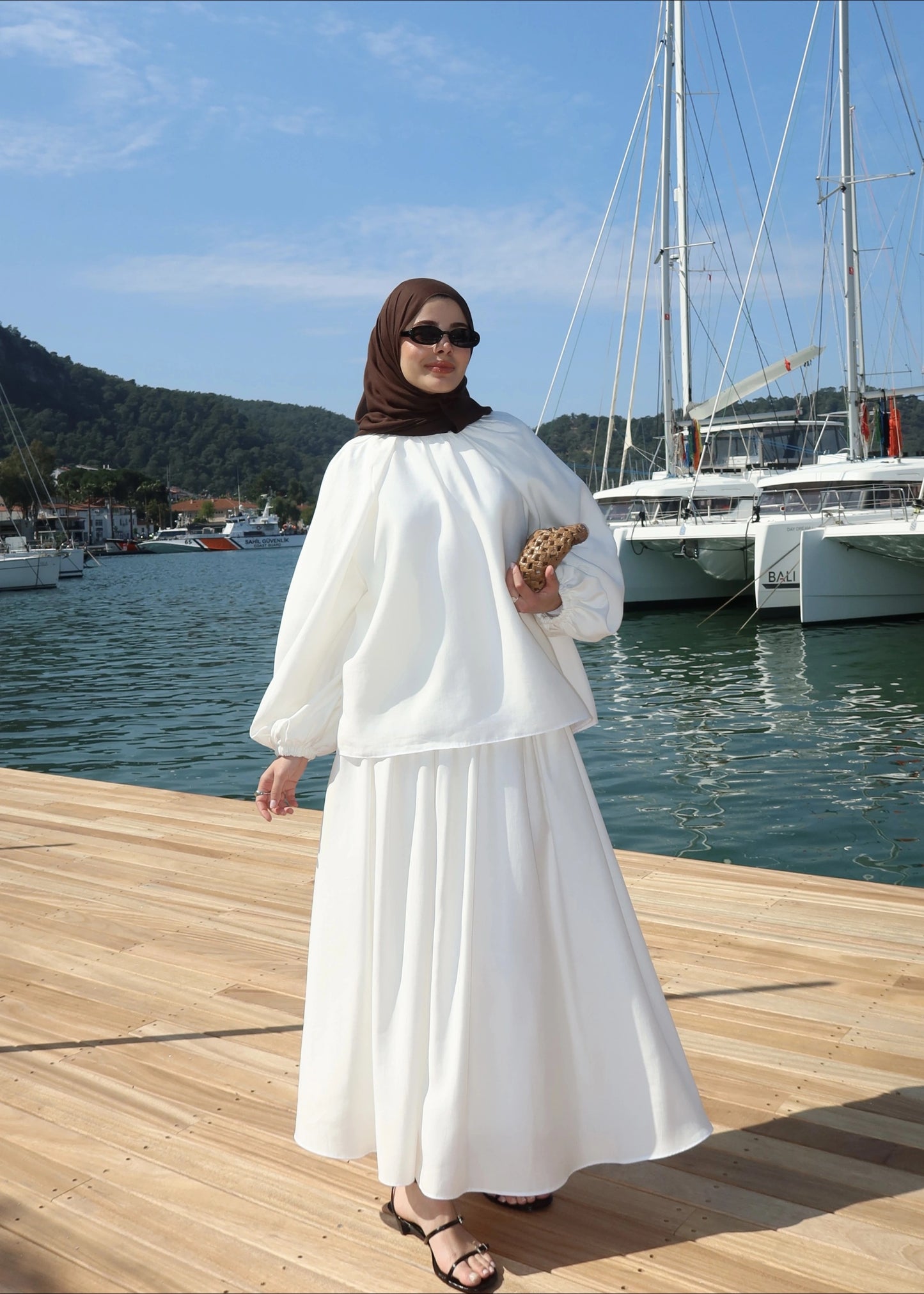White Corset Waist Tunic & Trousers Set
