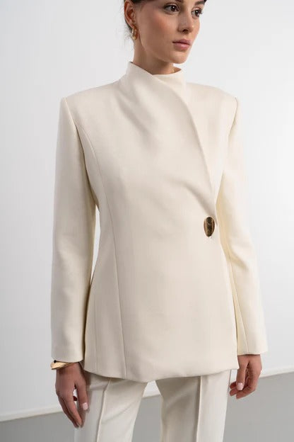 Gold-Accent Premium Collar Jacket – Gold