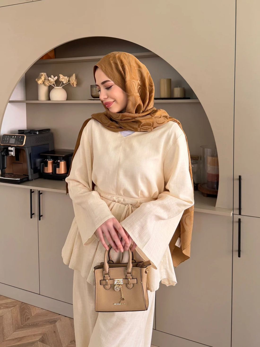 Judy Linen Trouser Set - Two-Piece Co-ord - Beige