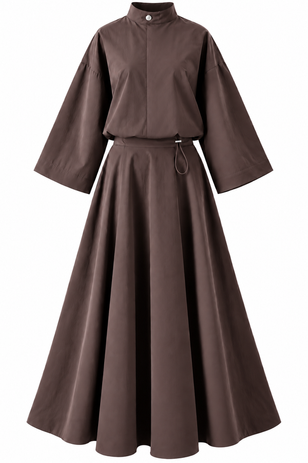 Luna Trench Skirt Set - Brown
