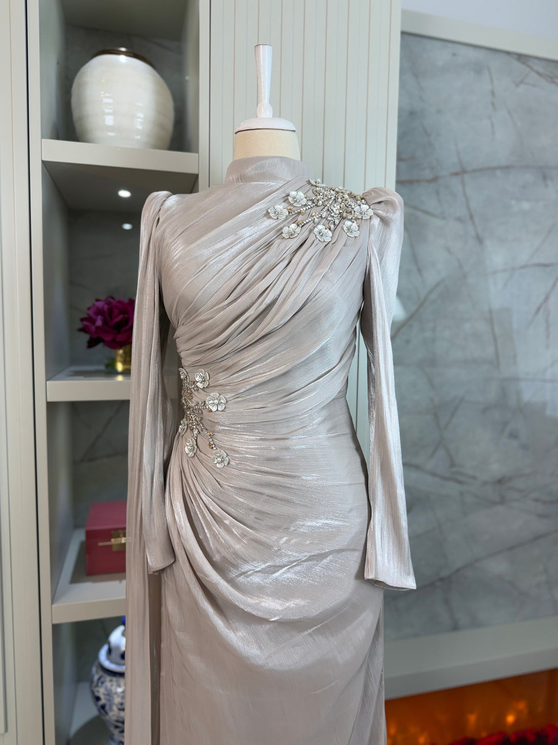 Nora Evening Dress - Beige