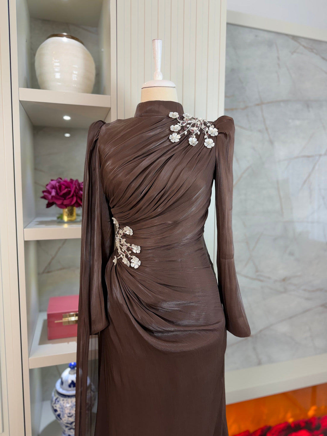 Nora Evening Dress - Mocha
