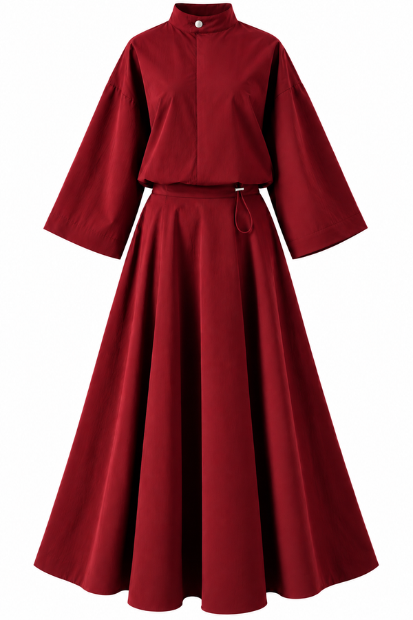 Luna Trench Skirt Set - Red
