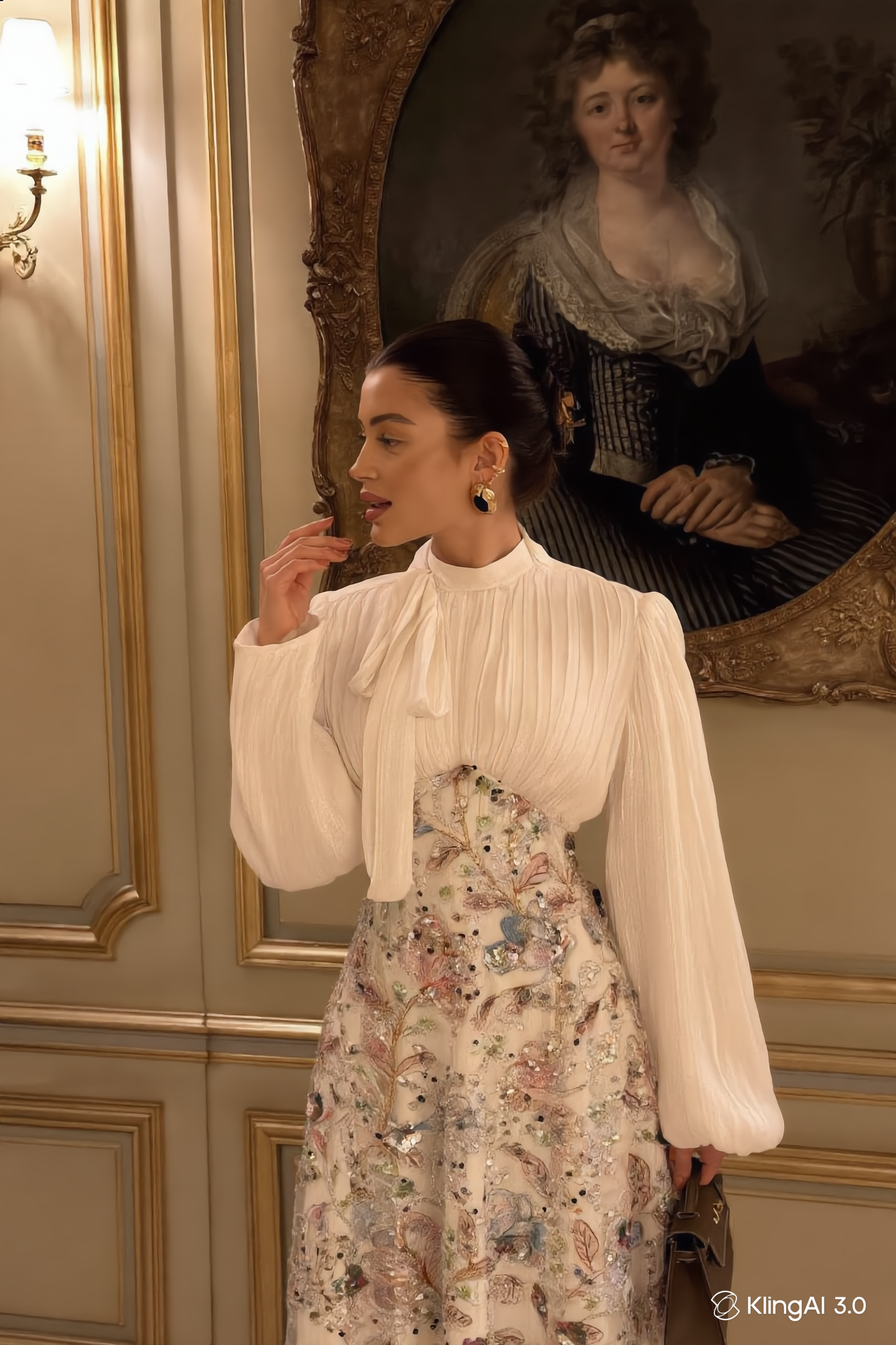 Lisbonne Orchid & Embroidery Modest Evening Gown - White