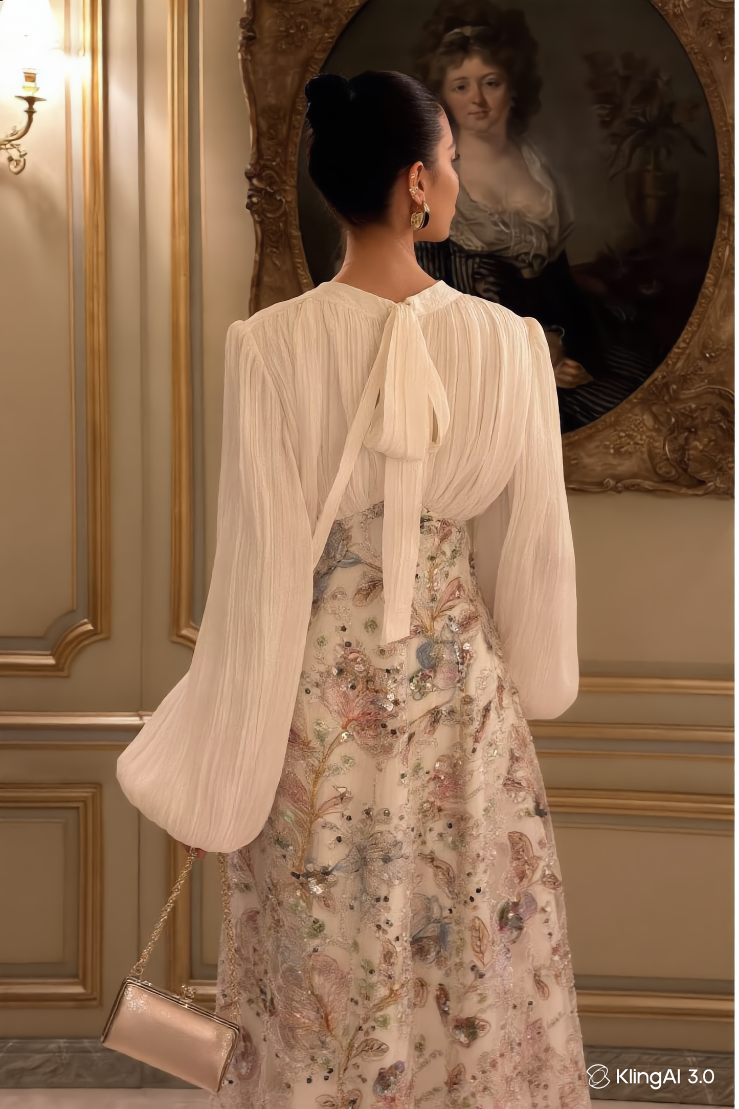 Lisbonne Orchid & Embroidery Modest Evening Gown - White