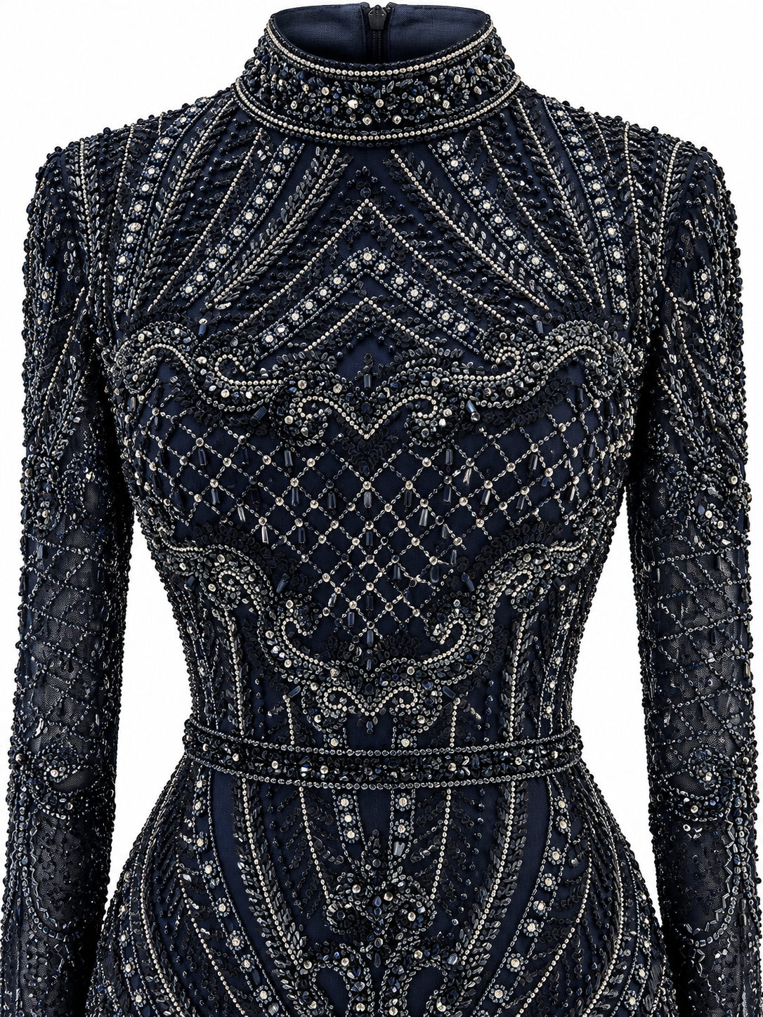 Couture Valessia Modest Evening Dress - Navy