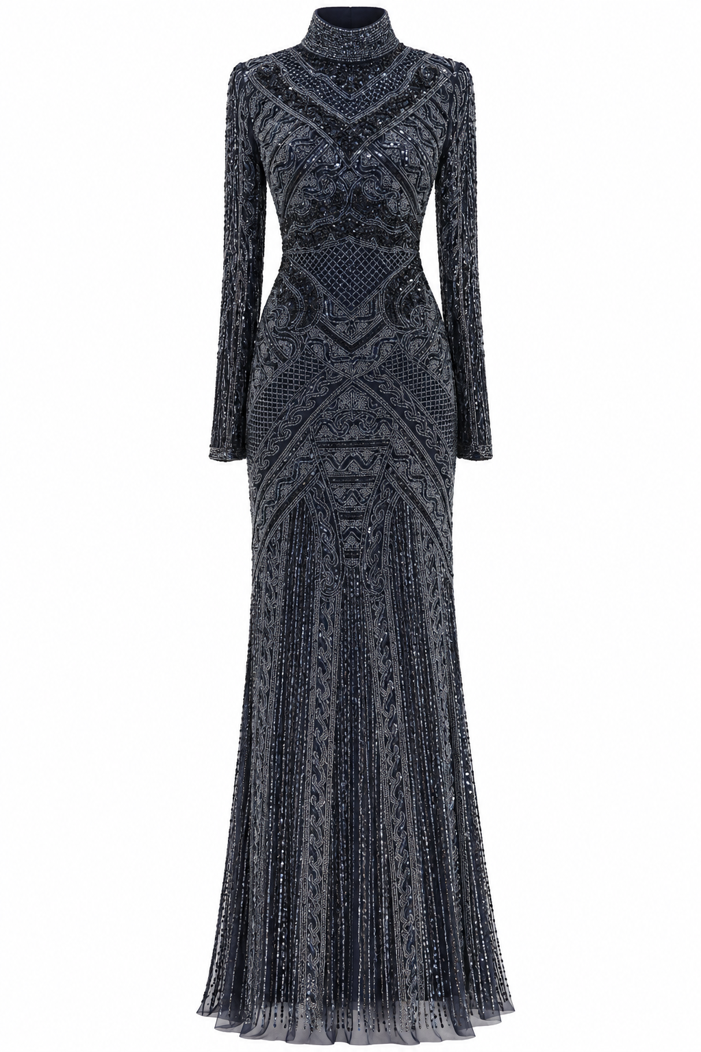Couture Almas Modest Evening Dress - Navy