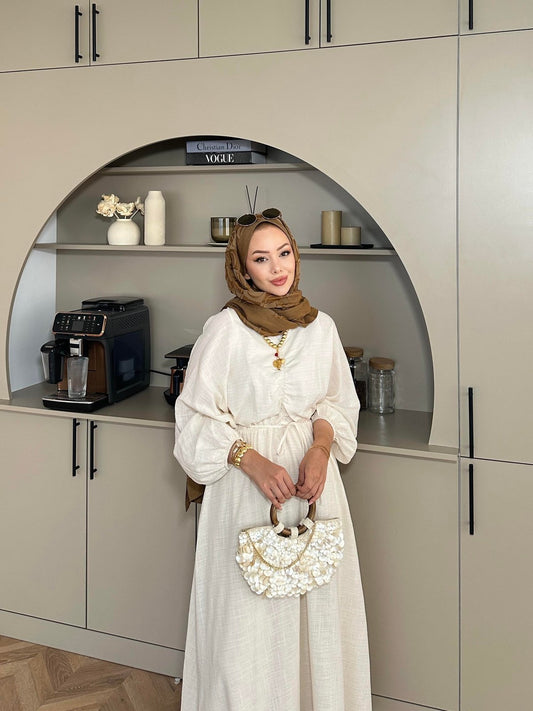 Lamina Linen Dress Beige