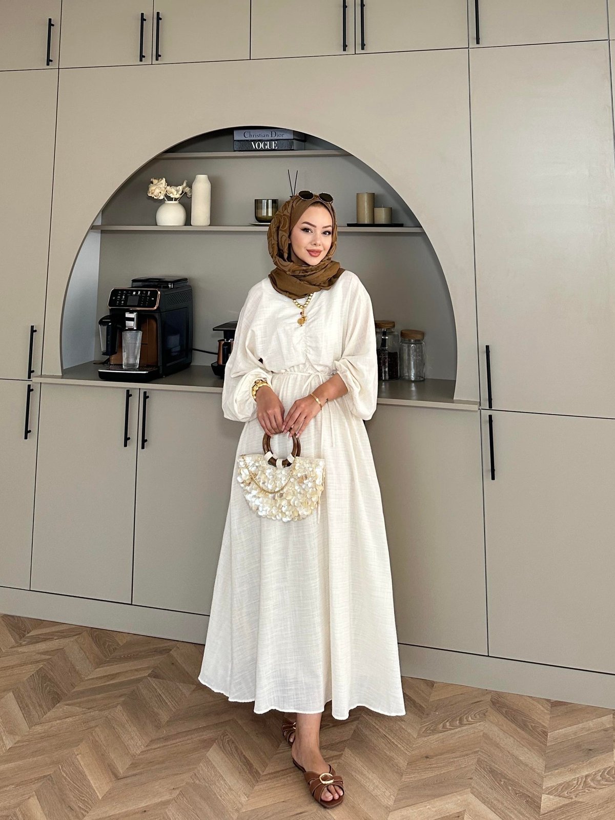 Lamina Linen Dress Beige