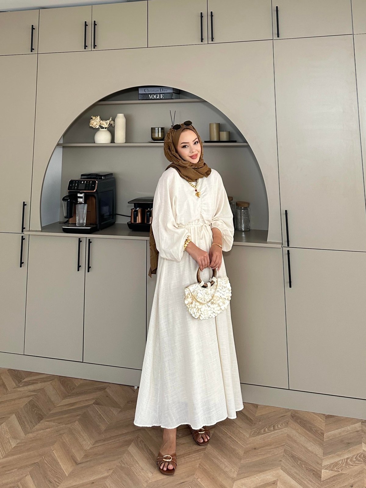 Lamina Linen Dress Beige