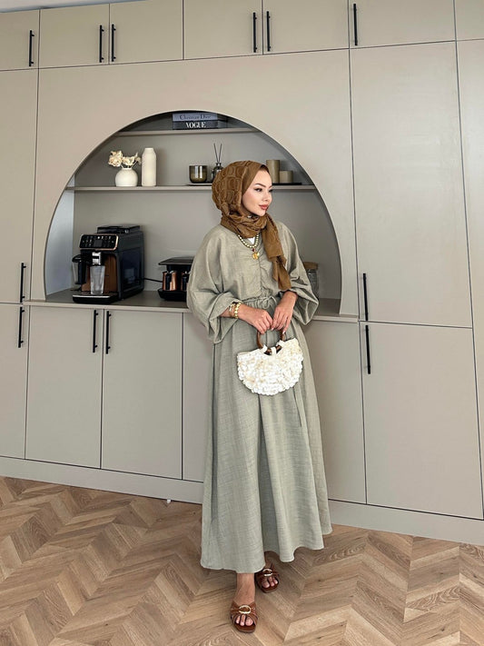 Lamina Linen Dress Khaki