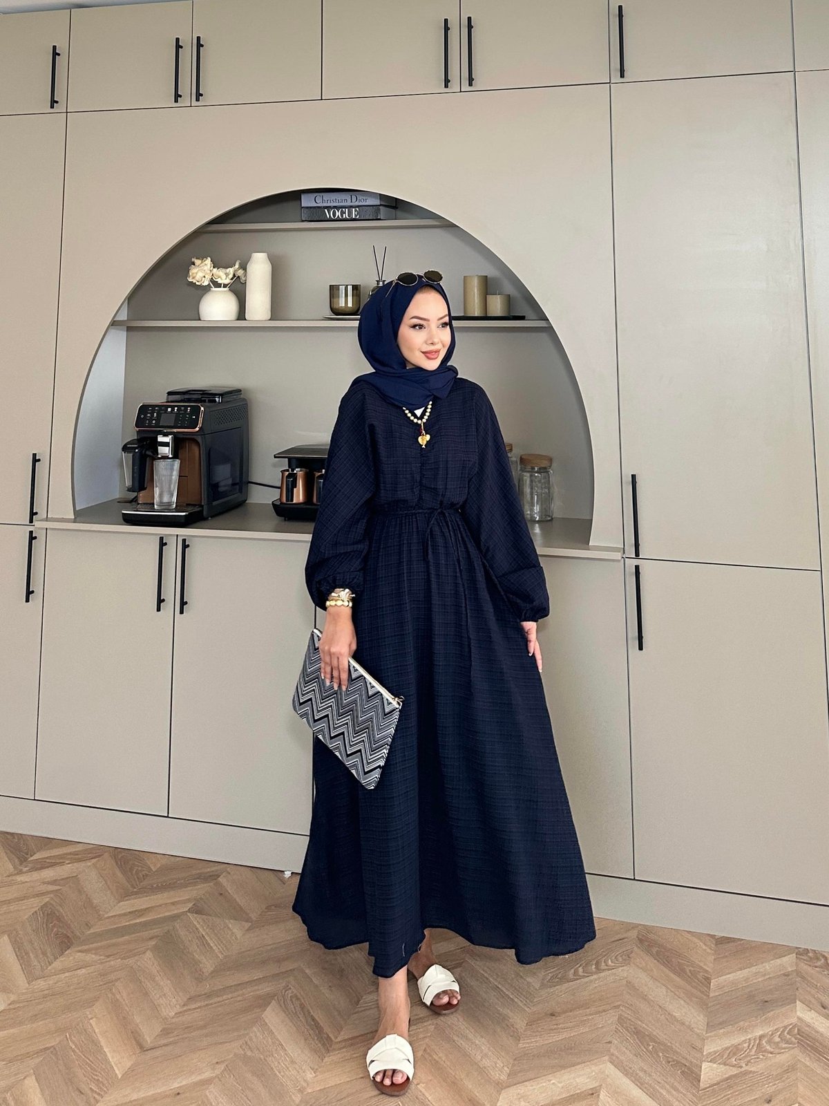 Lamina Linen Dress Navy