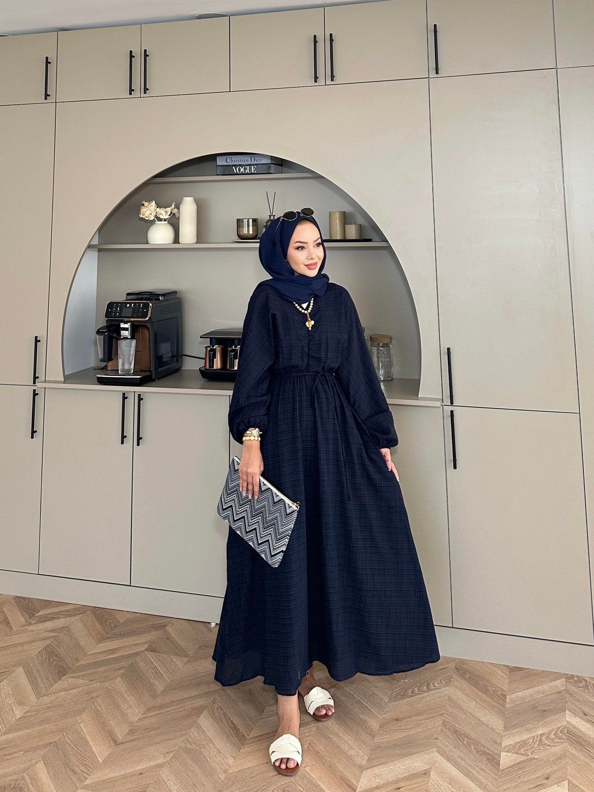 Lamina Linen Dress Navy