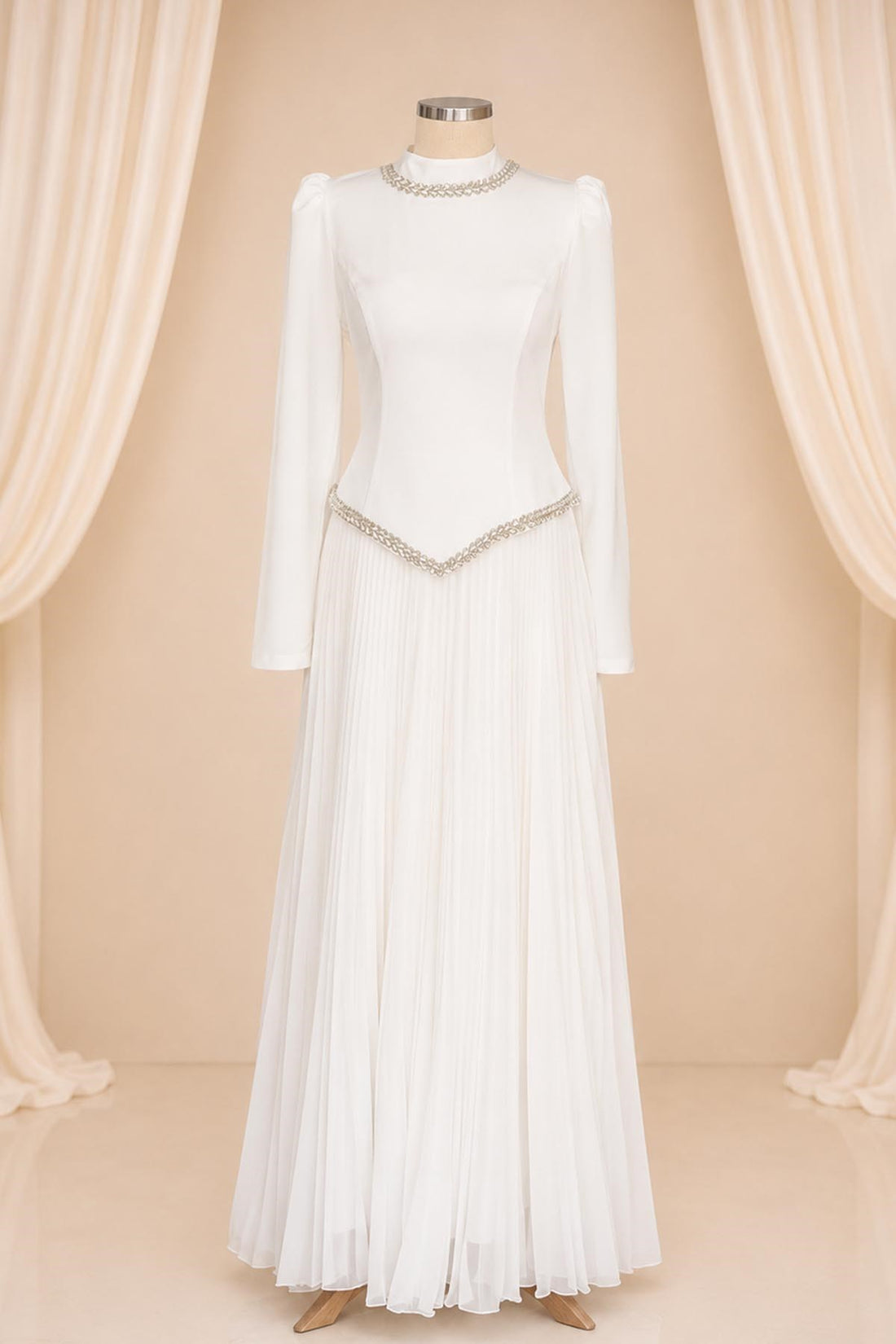 Lidya Modest Evening Dress - Ivory