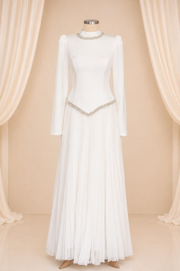Lidya Modest Evening Dress - Ivory