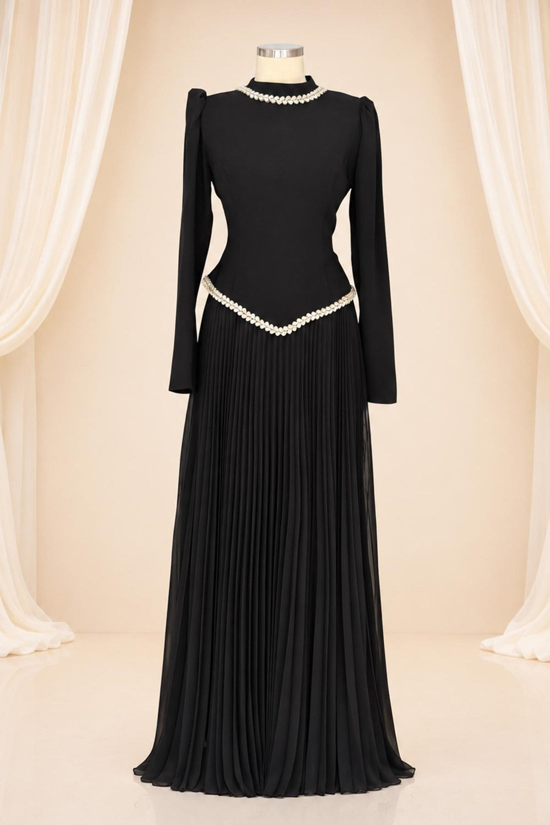 Lidya Modest Evening Dress - Black