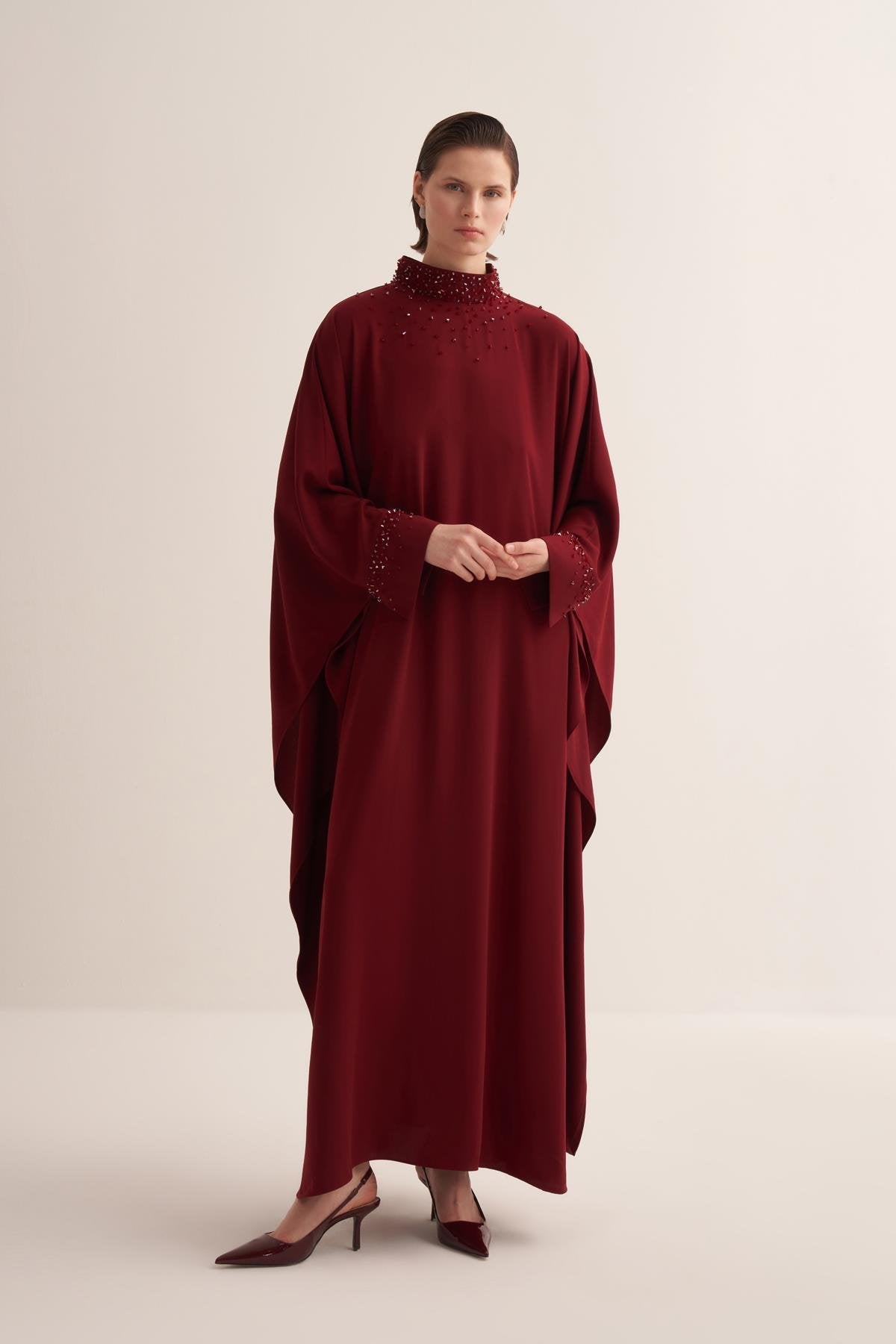 LILIES KAFTAN BURGUNDY