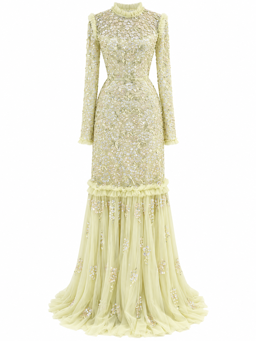 Couture Valentina Modest Evening Dress - Lime