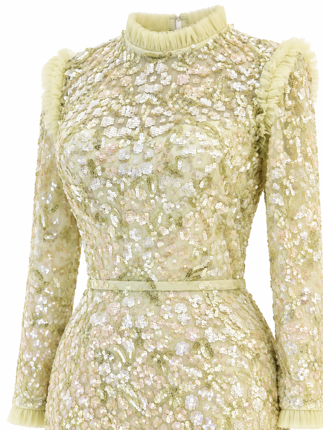 Couture Valentina Modest Evening Dress - Lime