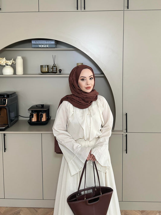 Cotton Voile Beige Skirt Set