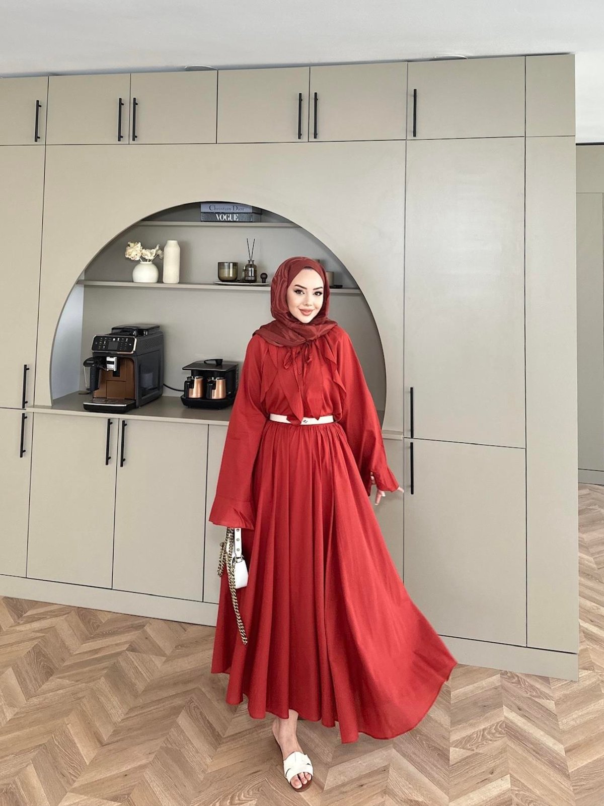 Cotton Voile Terracotta Skirt Set