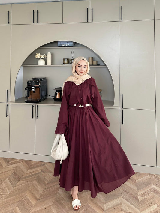 Cotton Voile Purple Skirt Set